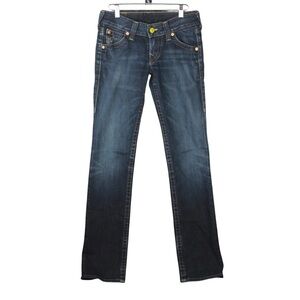 TRUE RELIGION Straight Leg Jeans Women Size 27 Made USA Flap Pockets Low Rise